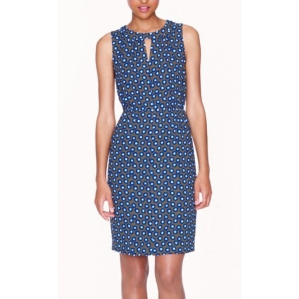 J. Crew Mod Artsy Sleeveless  Olive Green Midi Length Shift Dress Size 12